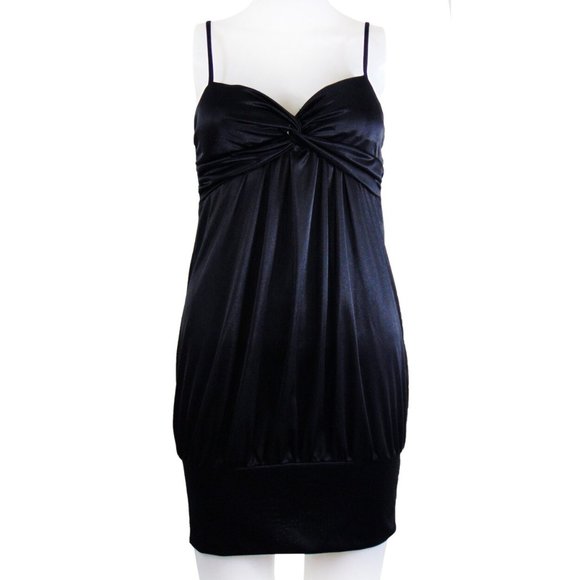 Shiny Black Mini Dress - Tank Top Size S (New) - Picture 1 of 4